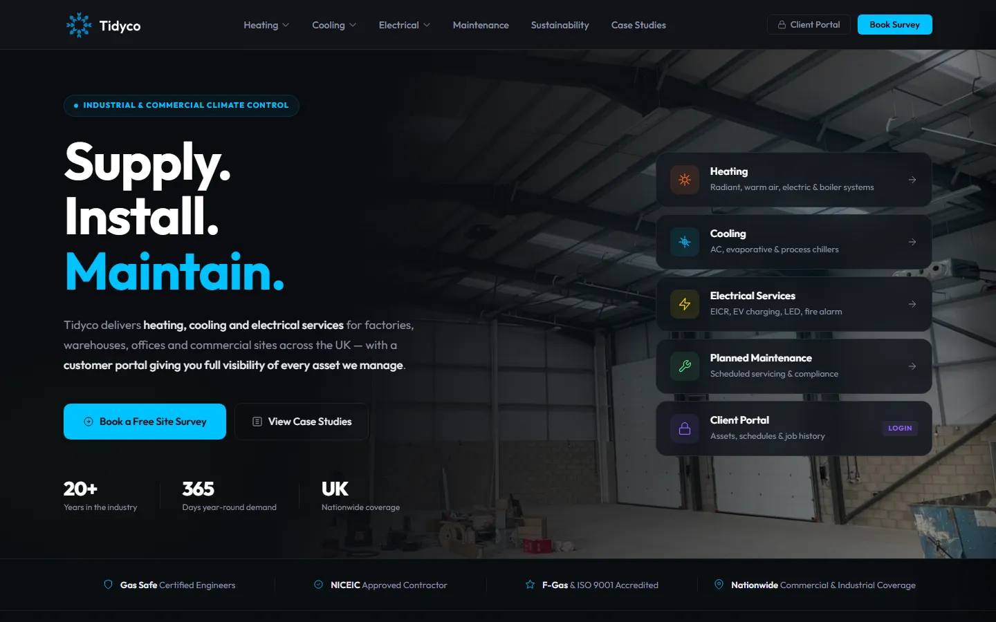 Tidyco Climate Control website
